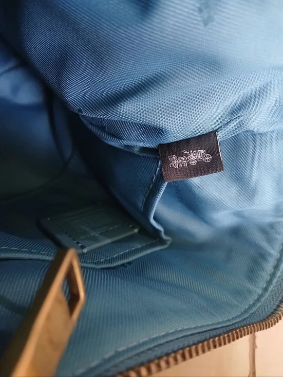 Coach New York Leather Kitt Messenger Crossbody Bag In Blue - Picture 7 of 12